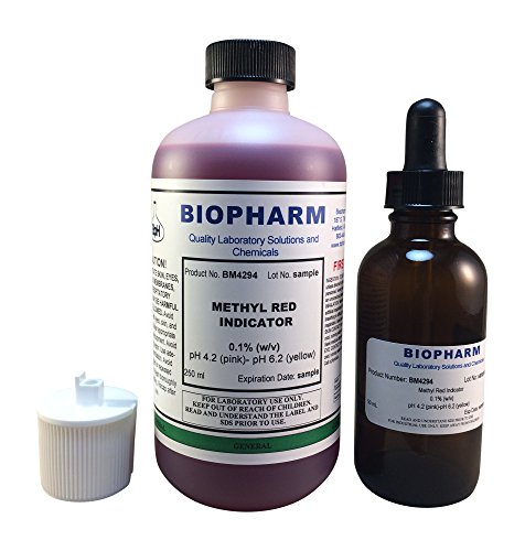 Methyl Red Indicator 0.1% W/V Aqueous Solution, 250 Ml (8.4 Fl Oz) — Plus Convenient Dispensing Cap And Empty 2-Oz Dropper Bottle #TOP20