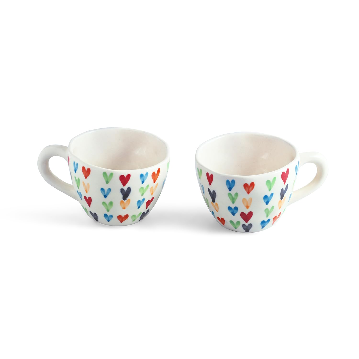 Colourful Hearts Ceramic Coffee Mugs - Set of 2 -3