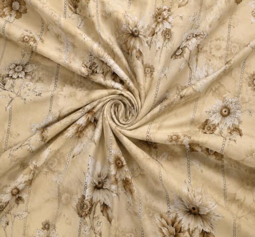 Image of Microfiber Fabric 8Pcs Diwan Blend Set of 60X90 Inch 1Bedsheet 16x16inch 5Cushion Covers 18x28 inch 2Bolster Covers (Beige Floral)