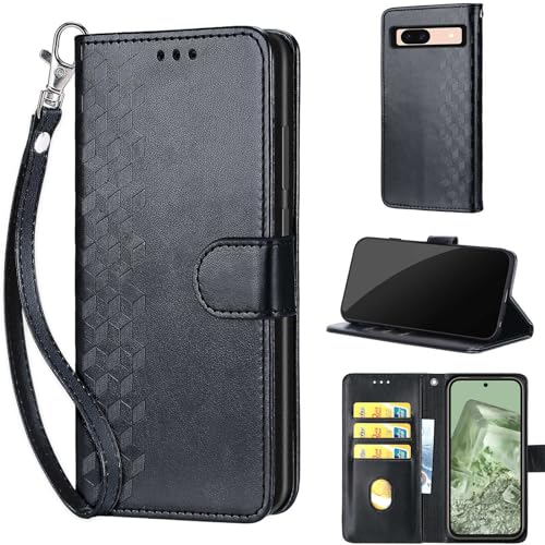 Étui portefeuille Google Pixel 8A en cuir gaufré chic pour femme