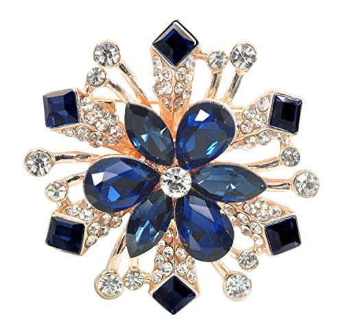 Gyn&Joy Women's Winter Austrian Crystal Blue Snowflake Wedding Bridesmaid Bridal Flower Brooch Pin BZ202