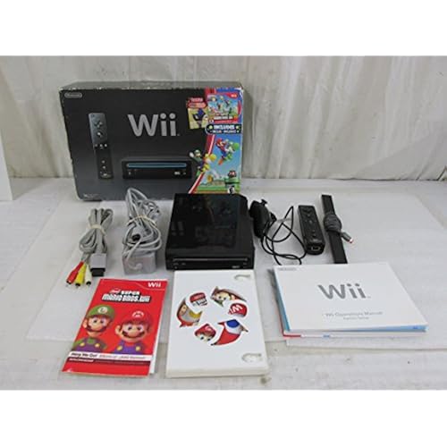 Wii Black Console with New Super Mario Brothers Wii and Music CD
