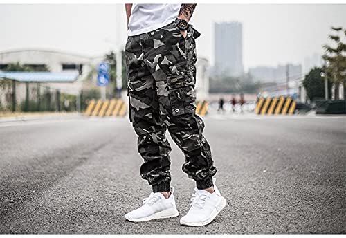 Cicilin Joggingbroek voor heren, sport, fitness, joggen, casual, meerdere zakken, camouflage, cargobroek, militair, Blauw, S