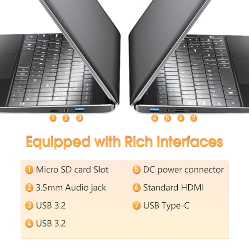 Image of Laptops Windows 11, 15.6 Inch Laptop Computer 8GB DDR3 512GB SSD with I3 Processor, Webcam, HDMI, USB3.0, 7000mAh Battery, BT4.2, USB 3.2 * 3, WiFi, Type-C(Black)
