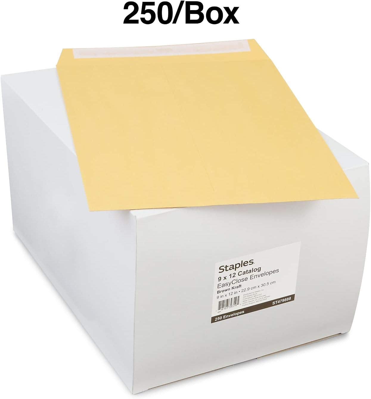 Staples 9 x 12 EasyClose Catalog Envelopes, Brown Kraft, Self‑Seal, Durable Heavyweight Mailing Envelopes, 250/Box