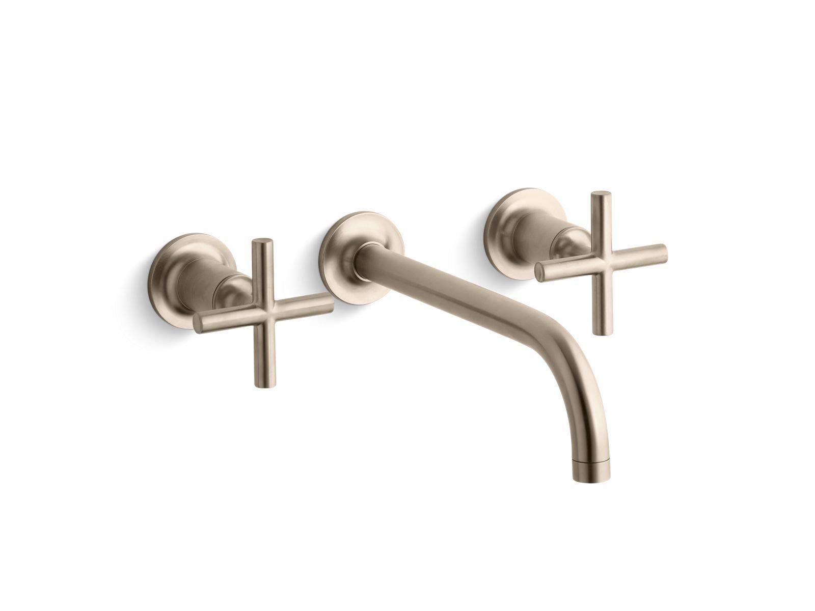 Kohler T14414-3-BV Purist® Wall-Mount Bathroom Sink Faucet Trim with Cross Handles, 1.2 gpm, Vibrant Brushed Bronze