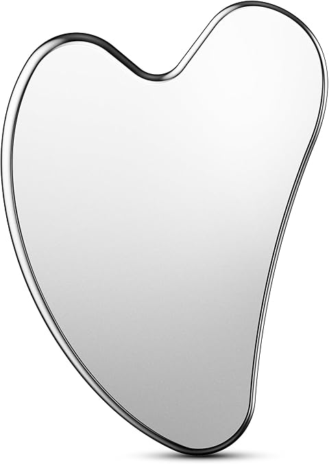 BEZOX Edelstahl Gua Sha Stein - Guasha Stein für Kieferlinien-Straffung und Reduzierung von Gesichtsschwellungen -Guasha Gesichtsmassage für Hautstraffung, Lymphdrainage Gesicht (Groß）