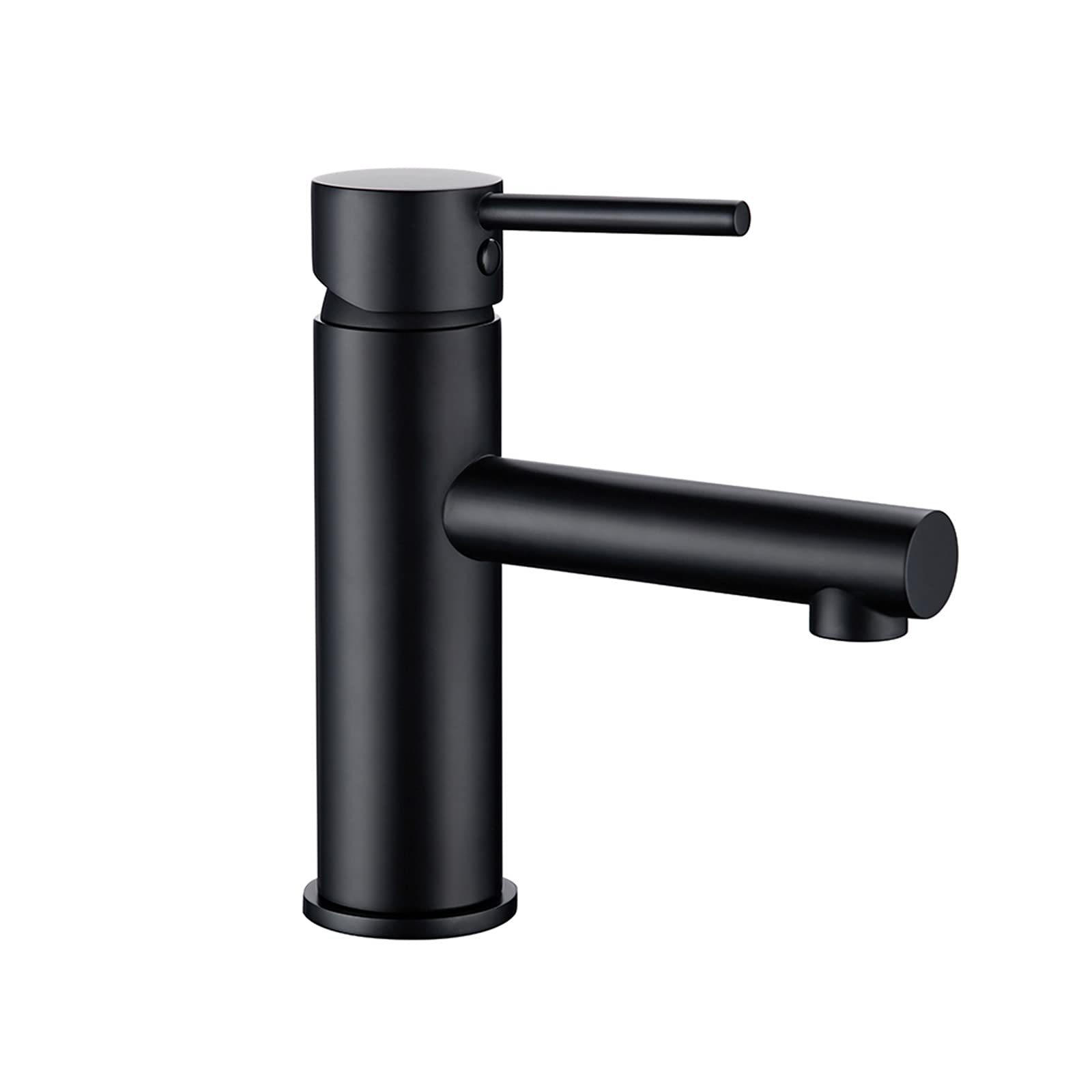 VDOQTLJT Bathroom Sink Faucet Brass Single Handle Basin Mixer Tap with Aerator Hole Hot and Cold Water Countertop Installation Black(Nero)