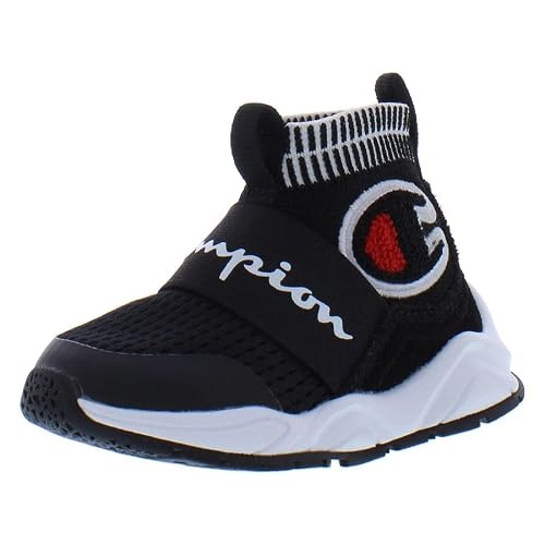 Champion Boy's Rally Pro Big C Knit Sock Top Sneaker, Black, 7M