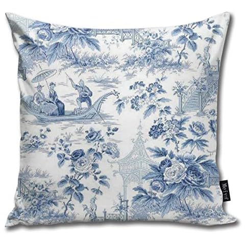 Powder blue chinoiserie toile Throw Pillows Covers Accent Home Sofa Cushion Cover Pillowcase Gift Decorative 18x18inches Cover