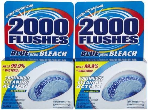 2000 Flushes Blue+Bleach Automatic Toilet Bowl Cleaner, 2 ct-2 pk
