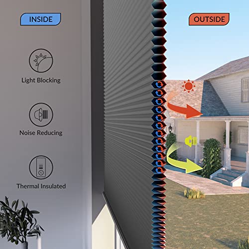 Berissa No Drill No Tools Blackout Cellular Shades Cordless Honeycomb Blinds Easy To Install Aluminum Cellular Blinds For Windows, Blackout-White, Custom Size #TOP1