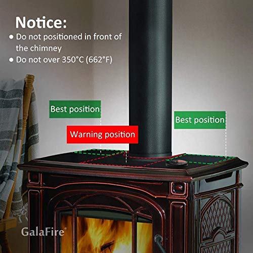 GALAFIRE [ 2 Years ] Large Airflow Heat Powered Log Burner Wood Stove Fan Eco Fan with Fireplace Accessories Magnetic Stove Thermometer - Thumbnail 7