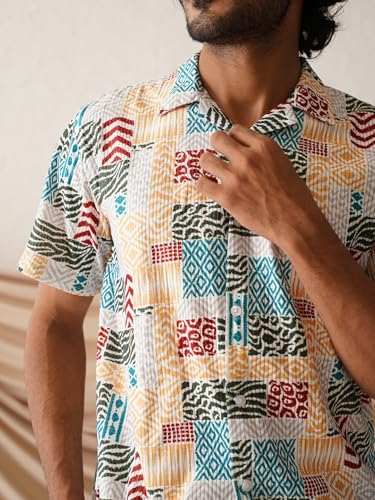 Image of Indian Needle Men's Abstract Print Regular Fit Shirts