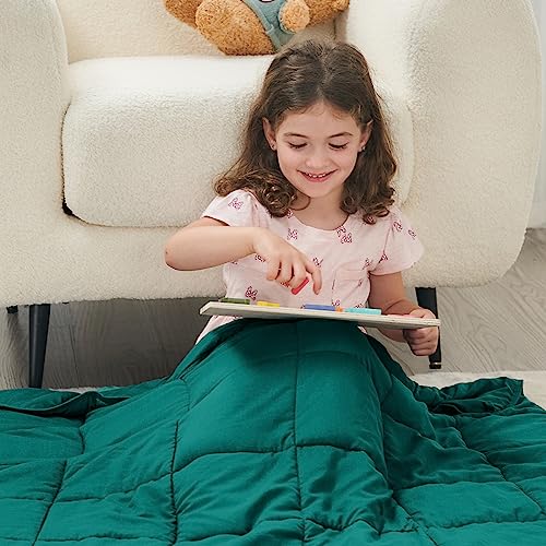Image of yescool Weighted Blanket (10 lbs, 41 inch x 60 inch, Dark Green) Cooling Heavy Blanket, Perfect for 90-110 lbs, Breathable Throw Blanket Gifts with Premium Glass Bead, Machine Washable