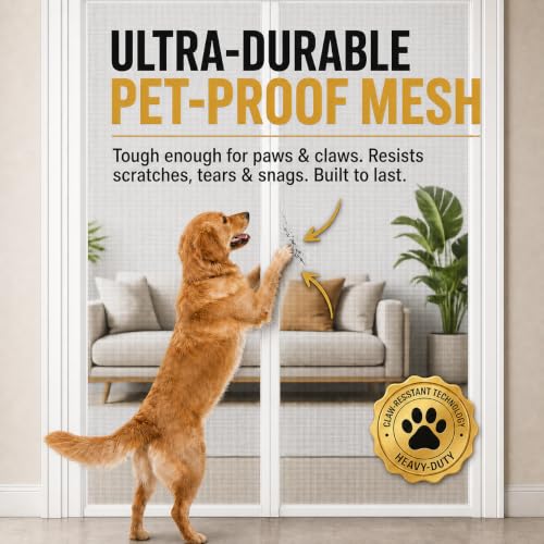 Image of Premium Magnetic Screen Door, Heavy-Duty Reinforced Mesh, Ultra-Dense Weave, Smooth Auto-Close, Pets & Kids - Hands-Free, No-Gap Seal