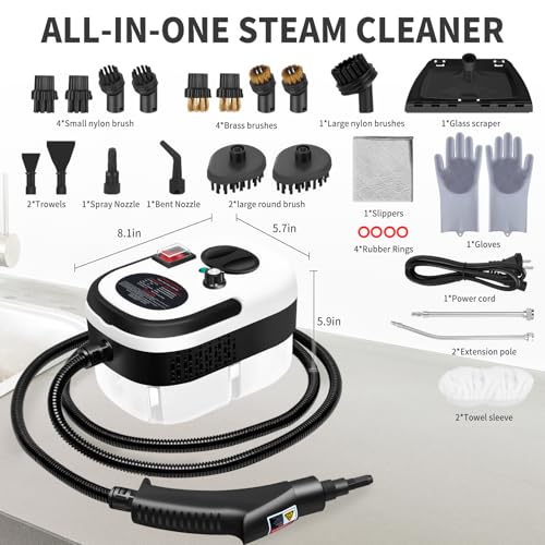 Image of 6 Level Adjustable Handheld Steam Cleaner for Home,15s Heat-Up Pressurized Steamer for Cleaning,1.29 Quarts Tank Portable Steam Cleaner Handheld for Car