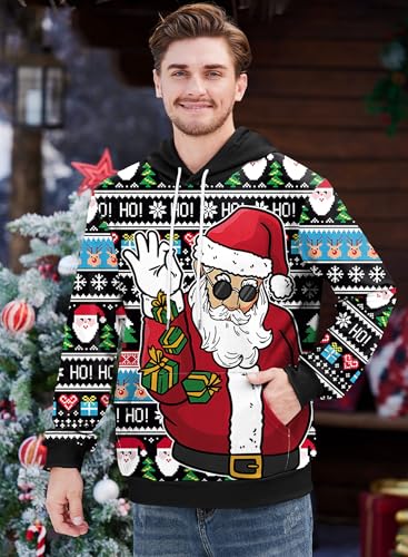 Arvilhill Mens Ugly Christmas Hoodies 3D Printed Graphic Long Sleeve Unisex Pullover (S-3XL)2
