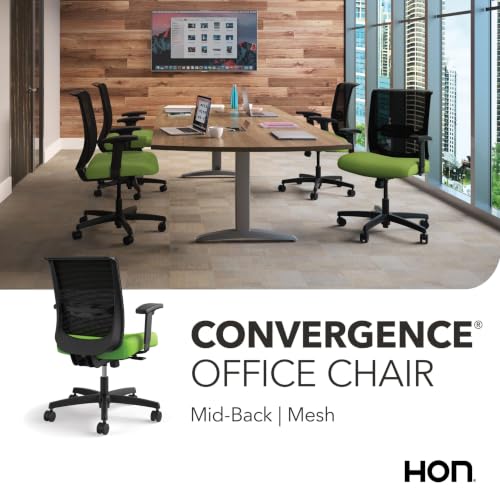 Image of HON Convergence Ergonomic Office Chair with Mesh Back, Adjustable Arms, Lumbar Support, Synchro‑Tilt Desk Chair with Wheels for Home Office or Computer Use, Black Frame, Pear