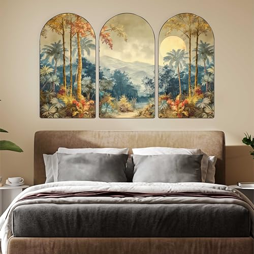 Image of Livin'luxe Set of 3 Nature Scene with Palm Trees Wall Painting for Living Room, Bedroom, Hotels - Big Size Stylish Frame 50 inch x 30 inch Wall Art for Home Decoration RPNL-24