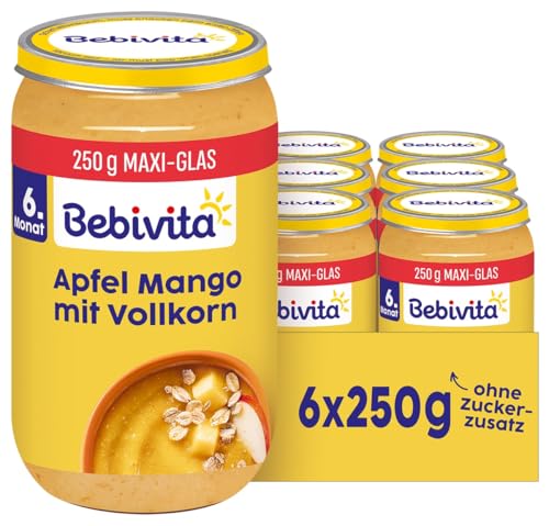 Bebivita Frucht & Getreide Apfel-Mango mit Vollkorn, 250g 6er Pack (6x250g)