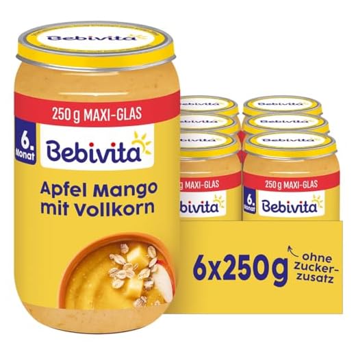 Bebivita Frucht & Getreide Apfel-Mango mit Vollkorn, 250g 6er Pack (6x250g)