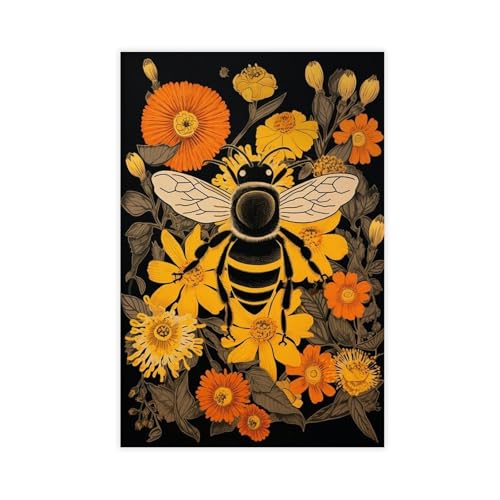 Póster de lienzo de abejorro para decoración de dormitorio, oficina, habitación, regalo, 50 x 75 cm