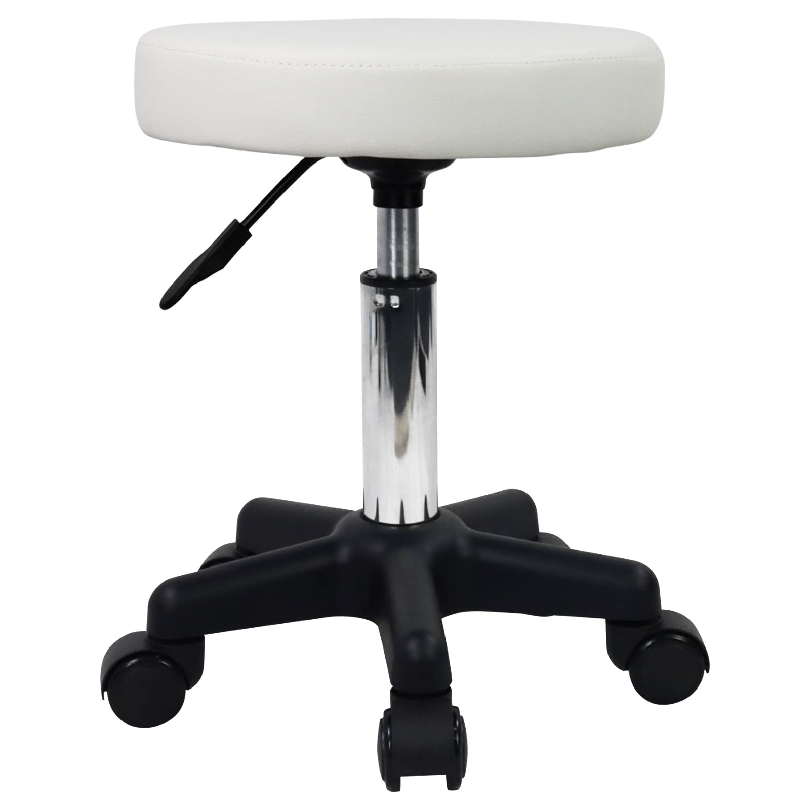 FURWOO Taburete Giratorio de Altura Ajustable con Ruedas Adecuado para masajes de salón de SPA Blanco
