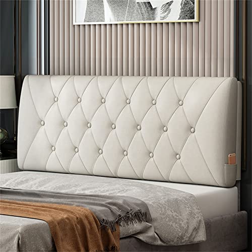 Cabecero con Almohada, tamaño King, tapizado en Blanco, diseño capitoné con Botones para Camas matrimoniales, Incluye Almohadilla de Soporte Lumbar, 90 cm, Elegante decoración para dormitori