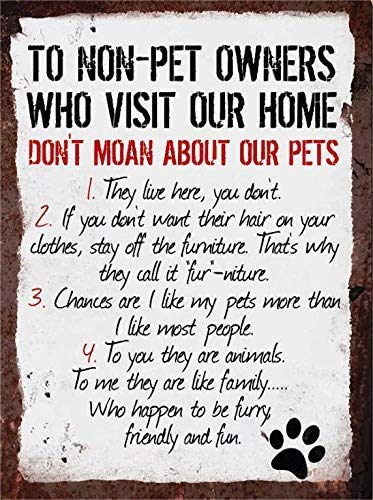 LBS4ALLRules to Non Pet Owners Metal Sign Wall Plaque Dog Cat Lover Steel Poster Gift