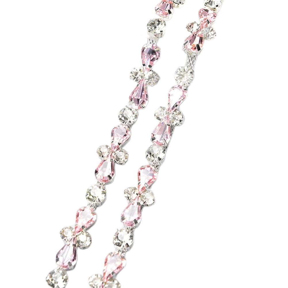 Garniture en Strass Verre Multicolore Rose de Haute Qualité pour Couture d'Élite