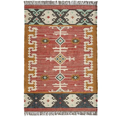 Weaving Village Jute Traditional Kilim Rug Boho Flatweave Area Rug for Living Room...