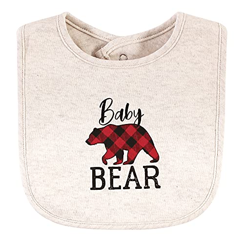 Image of Hudson Baby Unisex Baby Cotton Bib and Sock Set, Baby Bear Plaid, One Size