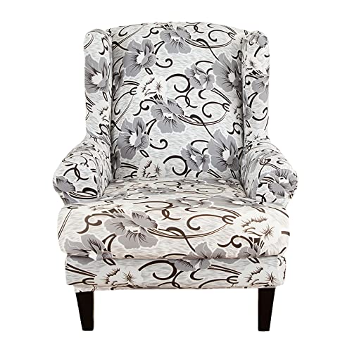 Niluoh Wingback Chair Cover 2-Piece Stretch Wing Chair Slipcover Floral Pattern Sofa Slipcover Armchair Covers Furniture Protector For Living Room, Soft Spandex Non-Slip Pet Friendly, Color07 #TOP28