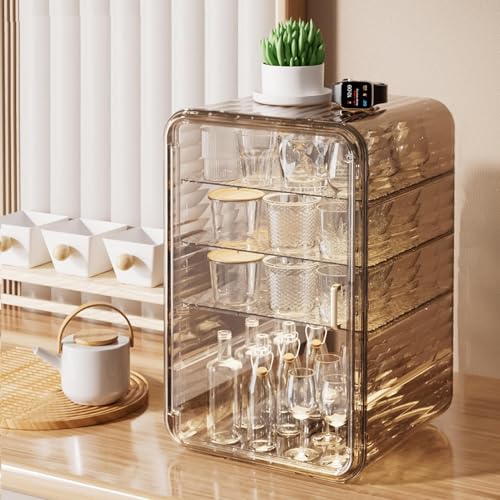 Boîte de rangement en acrylique multi-couches et anti-poussière pour service à thé moderne