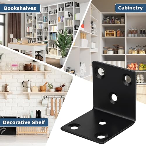 LALAGO 20 Stück Edelstahl Winkelverbinder 40 x 40 x 40mm, Klein Montagewinkel mit 126pcs Schrauben, Metall 90 Grad Klammern Befestigungswinkel zum Befestigen und Reparieren von Möbeln Schwarze