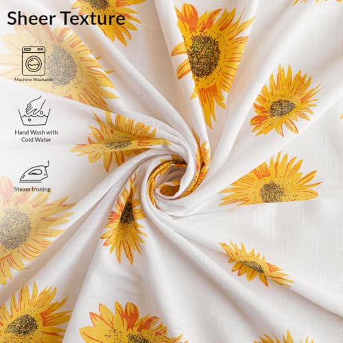 Image of HOMEMONDE 6 Feet Window Sheer Curtain - Sun Flower Printed Transparent Panel with Eyelet for Living Room, Bedroom Decoration, Single Piece - (Multicolor, 72 Inch)