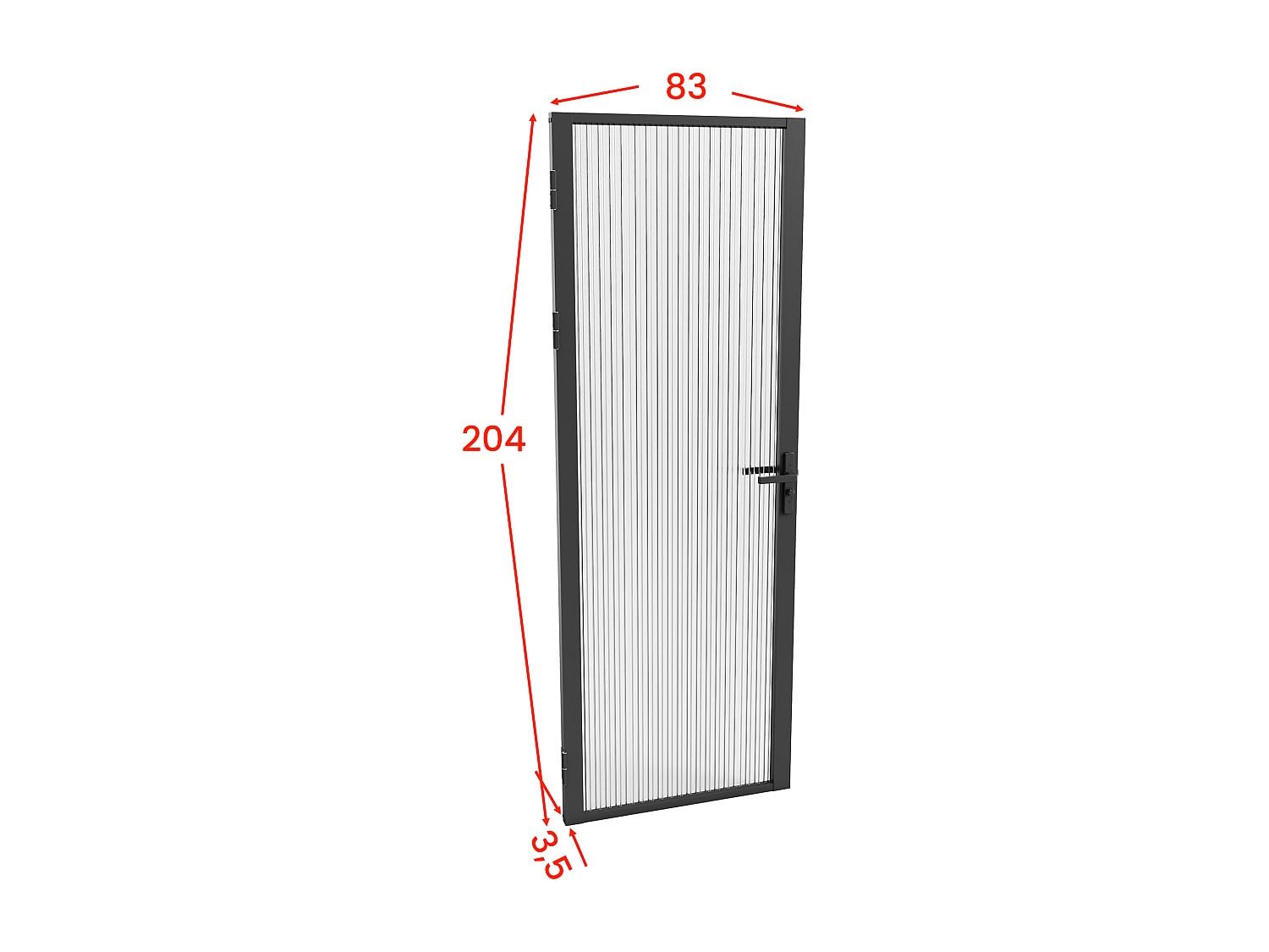 Vente-unique LOXTON - Bloque de puerta reversible de aluminio y vidrio templado texturizado - 204 x 83 cm - Negro