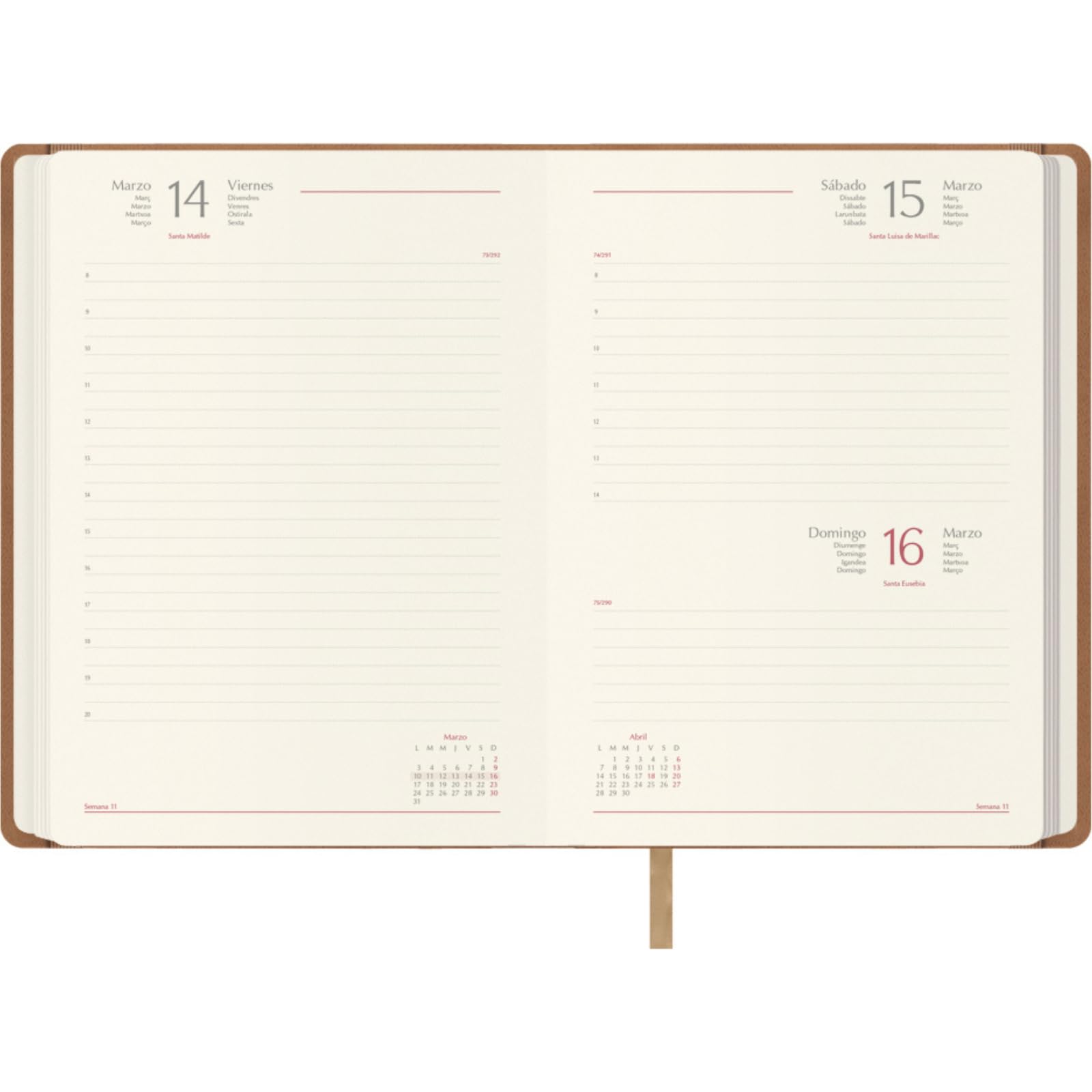 Dohe, 2025 Diary, Day by Page, A5 Size (15 x 21 cm), 12 Months January to December, Leatherette Hardcover, Planner in Spanish - Image 2