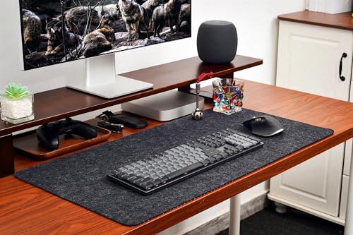 LeKuni Sous Main De Bureau En Feutre De Qualité Supérieure Avec Fond Antidérapant, 90 X 40 Cm, Tapis De Souris Pour Gamer/écrire, Tapis De Bureau Étanche Anti-rayures, Noir