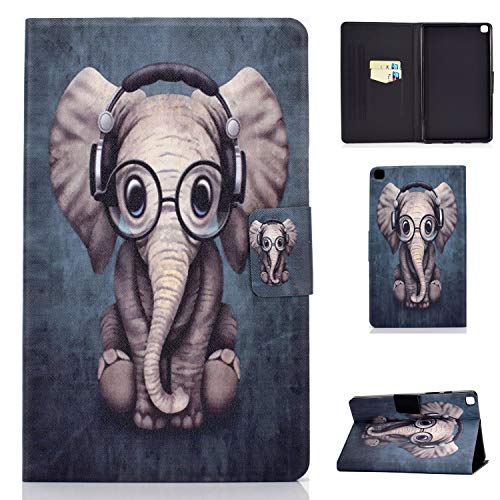 Lspcase Coque Galaxy Tab A 8.0 Pouces 2019 Housse Protecteur en Cuir PU avec TPU Silicone Etui Flip Cover Portefeuille Carte de Slot Case pour Samsung Galaxy Tab A 8.0 SM-T290 SM-T295 Éléphant bébé