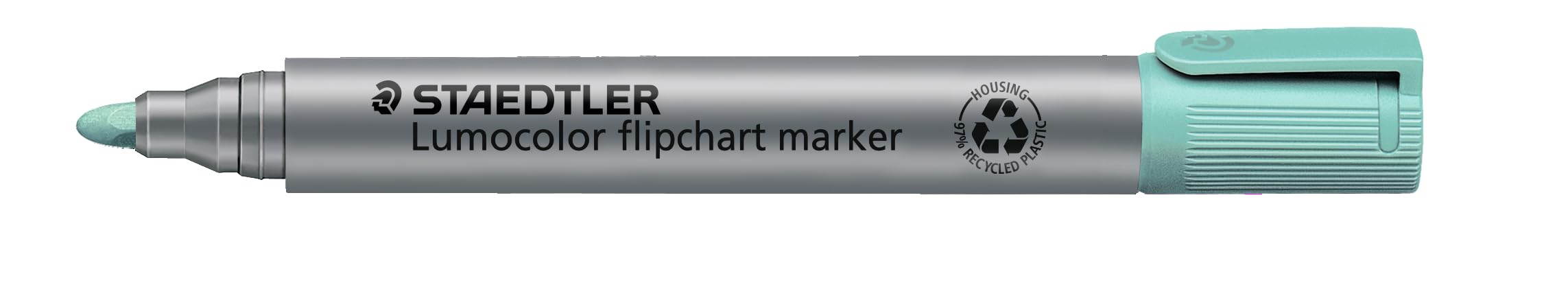 Staedtler flipchart Marker Lumocolor, turquoise, colour-intensive, quick-drying, low-odour ink, does not bleed through paper, 10 flipchart markers in folding box, 356-54
