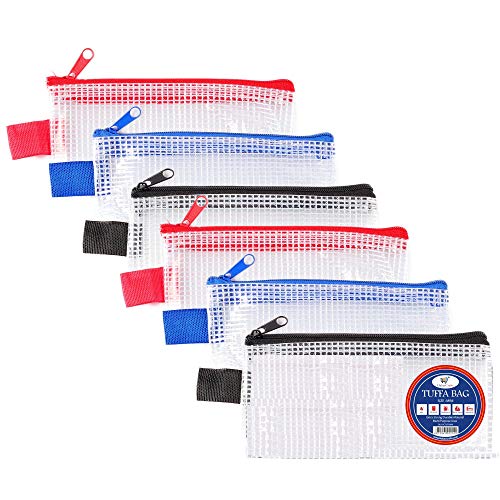 Tuff Bag Mini Zip Bag Wallet Clear Document Folder File See Through Zipper Pouch Reinforced Plastic Money Bags (Mini - 7cm x 15cm - 6 Wallets)