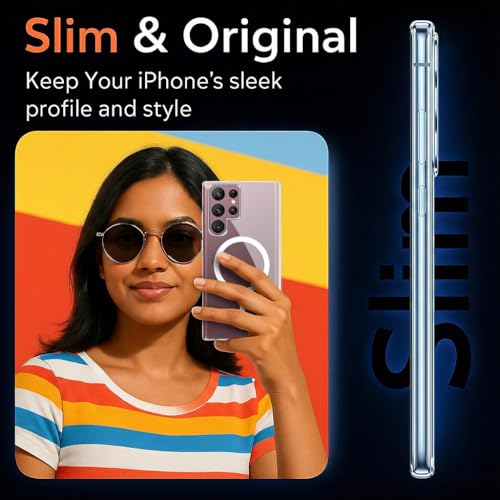 Image of Jkobi Lifetime Anti-Yellow MagSafe Compatible Clear Back Cover Case for Samsung Galaxy S22 Ultra 5G (Sleek Hard Crystal | Shockproof and Camera Protection)