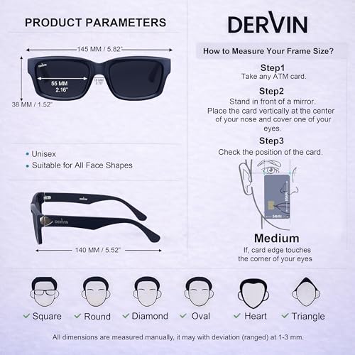Image of Dervin UV Protection Polarized Rectangular Sunglasses for Men and Women