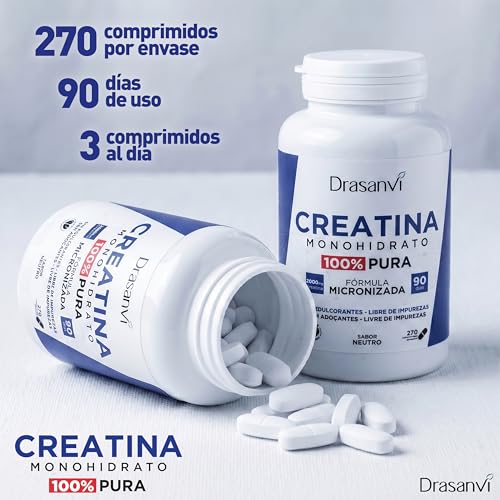 Miniatura 4 de Drasanvi Creatina Monohidrato 100% Pura en Comprimidos, 270 Unidades