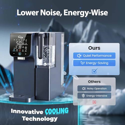 Image of iSpring RCD100UHCG UV Alkaline Hot & Cold Countertop Reverse Osmosis Water Filter Dispenser with Mineral & LED UV Filter, 9 Temp Options (50-210F), 6 Volumes, TDS & Filter Life Monitor
