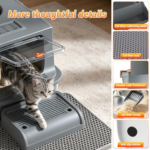 Arenero para Gatos Acero Inoxidable con Tapa XL miniatura 3