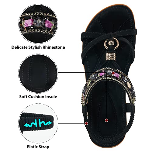 Womens Sandals Dressy Casual Summer Sandals Women Fashion Comfortable Flat Shoes Beach Ankle Straps Bohemian Breathable Walking Shoes Outdoor #TOP2