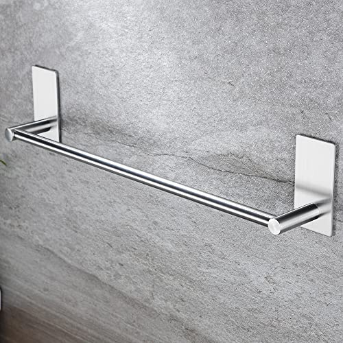 Taozun Self Adhesive 16-Inch Bathroom Towel Bar Brushed Sus 304 Stainless Steel Bath Wall Shelf Rack Hanging Towel Stick On Sticky Hanger Contemporary Style #TOP2